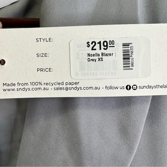 SYNDY's Grey Noella Long Blazer Size XS NWT Brand New - Picture 9 of 11